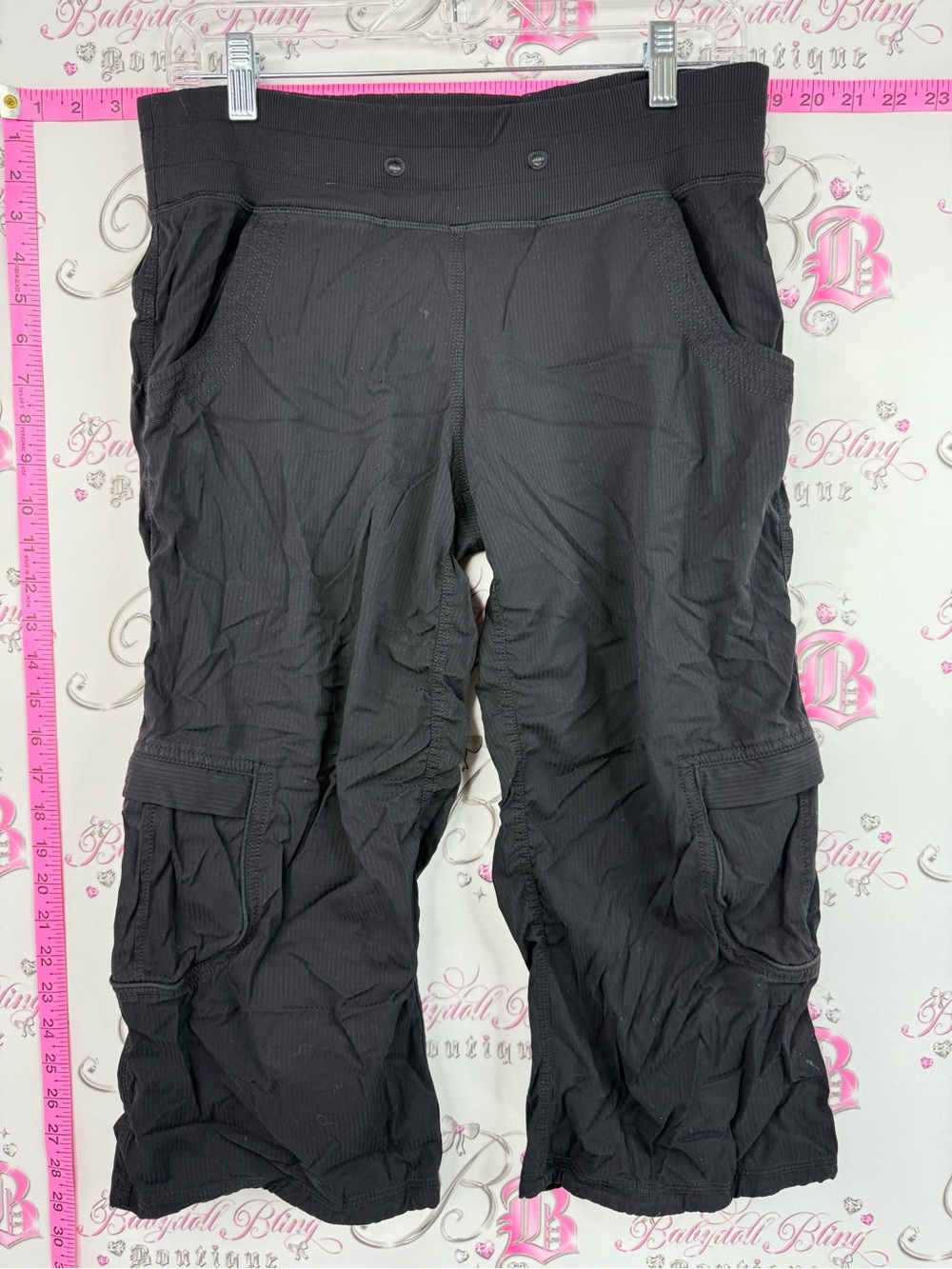 lululemon athletica dance studio crop Black Cargo Capris with Utility Pockets